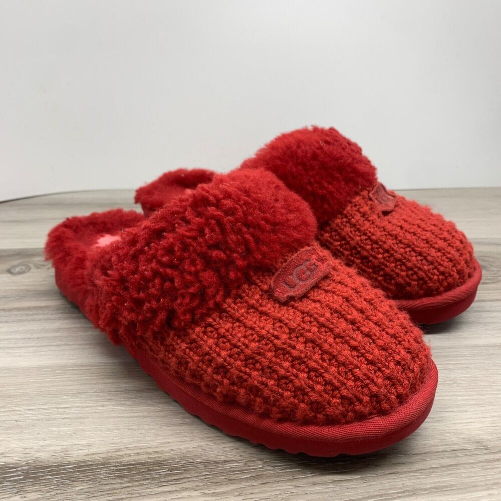UGG Cozy Knit Red Shearling‎ Slippers Women's US size 9 EU 40